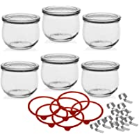 Weck Bote con Forma de tulipán de 580 ml- con tapadera de 100 mm- Completo con Junta y Clips- Caja de 6 Piezas- Cristal…